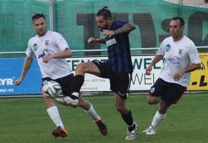 ExTennisspieler Daniel Köllerer DSG WalgeggSteg Mitte gegen Klaus Gramberger rechts u Jürgen Murg DSG Thalheim Pressefoto Erhardt